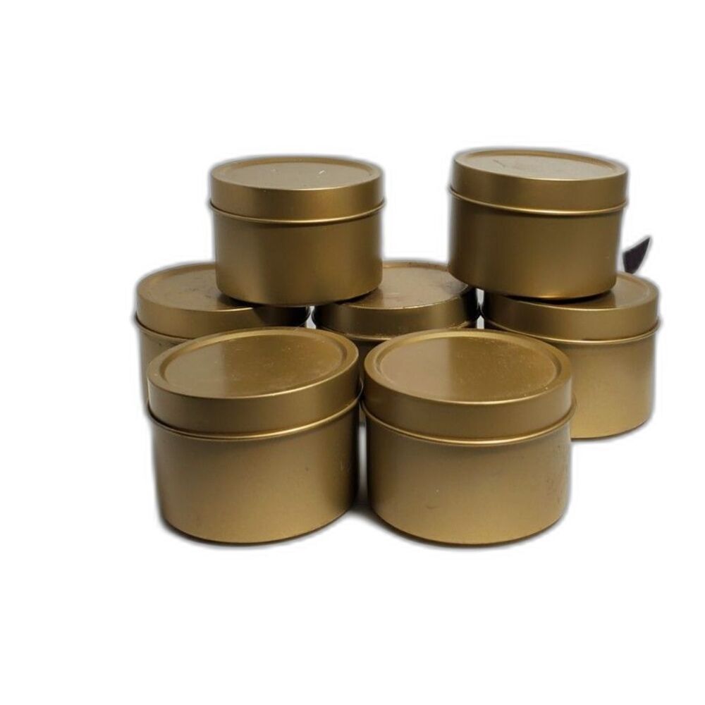 Teavana Gold Color Empty Metal Tea Can Tin Storage Round 4oz